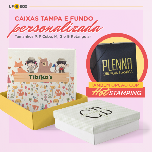 Caixas personalizadas qualificam a experiência de compra.