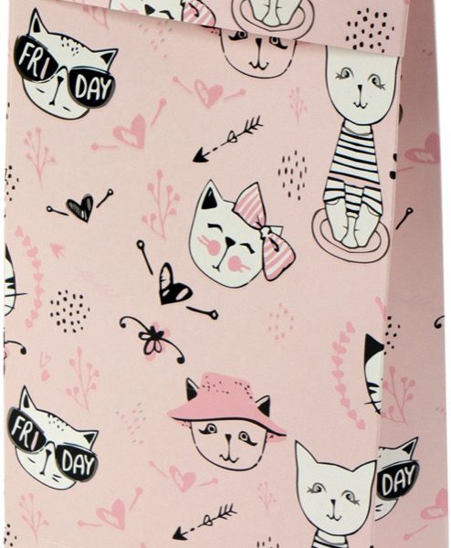 Sacola presenteável com aba –  Gatinhas Miau