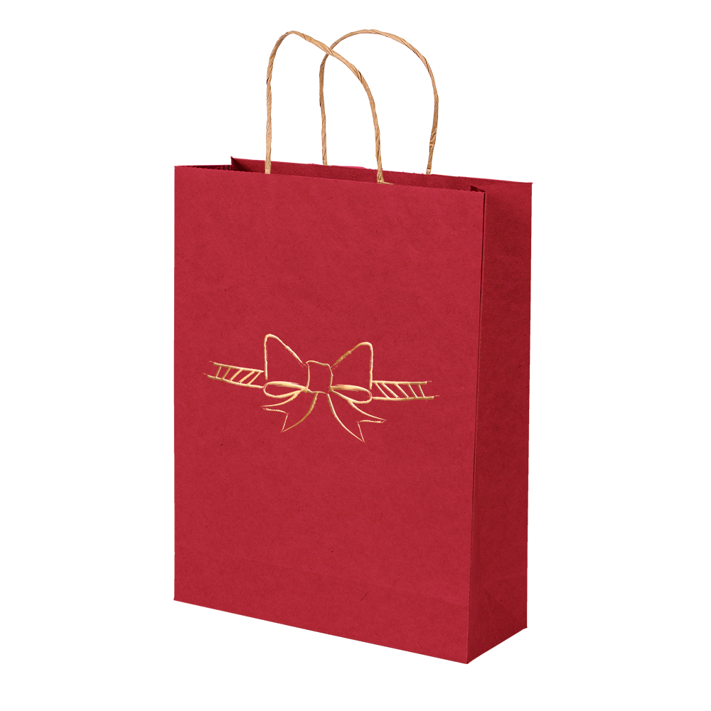 Premium Kraft – Vermelho Laço – Sacola com alça papel – M