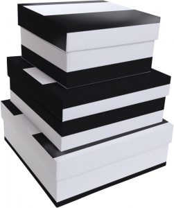 Kit Caixas Rígidas – Quadrado – Listras Black and White
