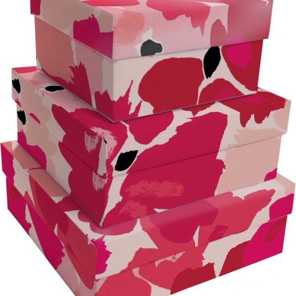 Kit Caixas Rígidas – Quadrado – Flores de Vermelho