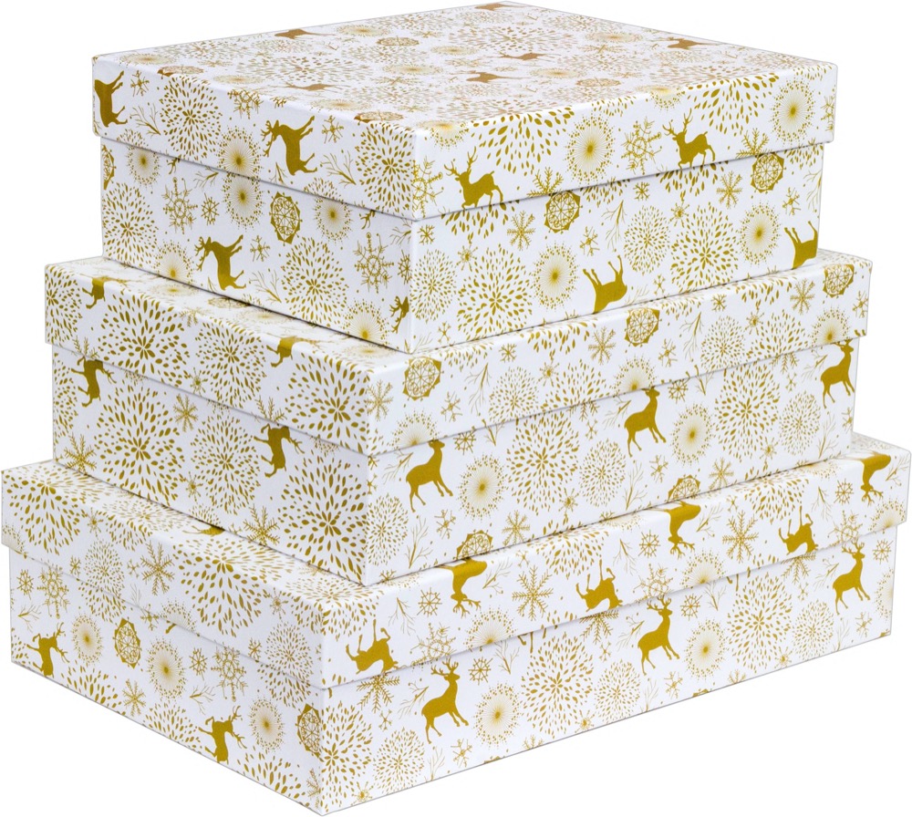 Kit Caixas Rígidas – Retangular – Natal Gold