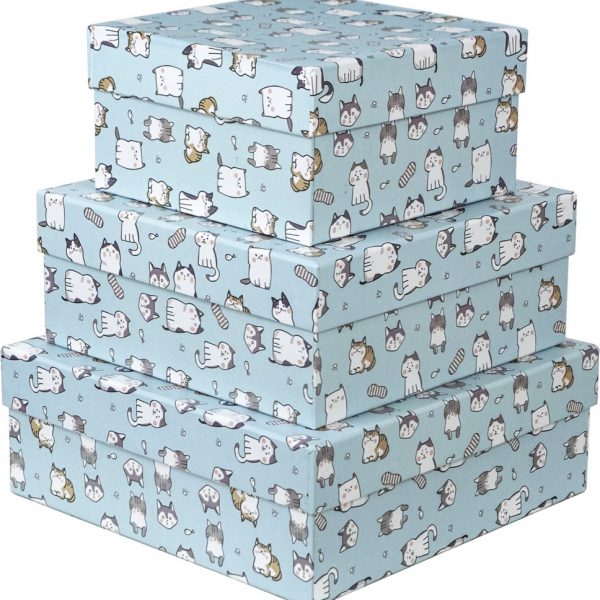 Kit Caixas Rígidas – Quadrado – Gatinhos