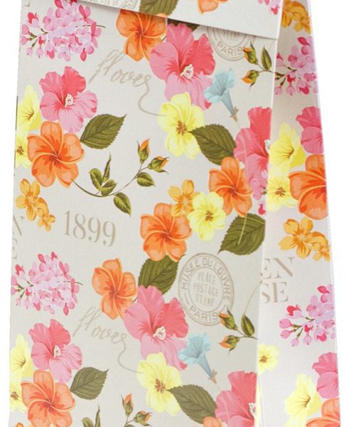 Sacola presenteável com aba – Flores Retrô