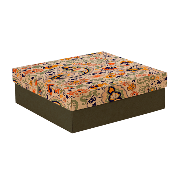 Premium Kraft – Floral Rústico – Caixa tampa e fundo