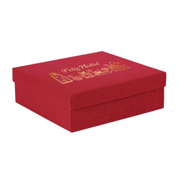 Premium Kraft – Vermelho Natal – Caixa tampa e fundo