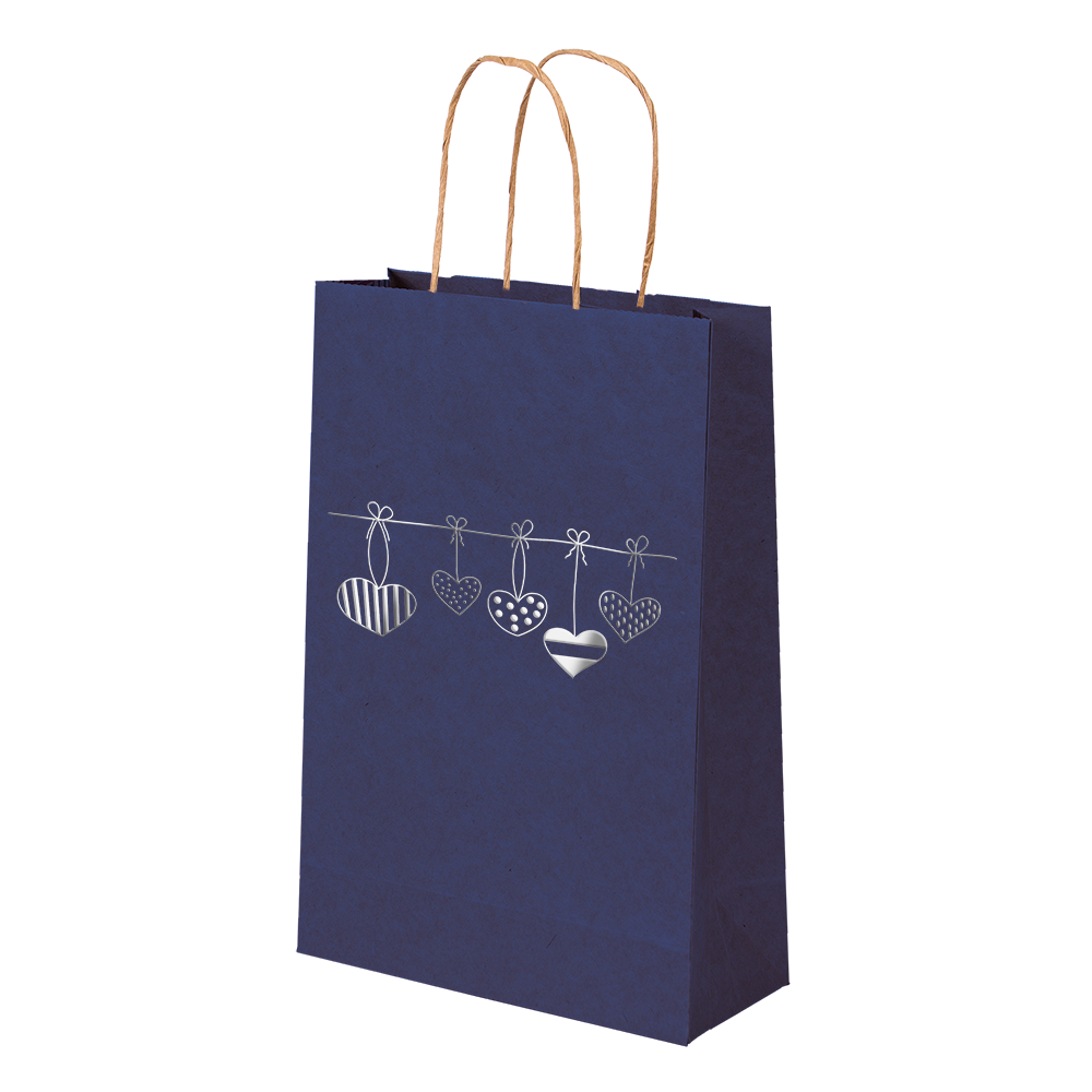 Premium Kraft – Azul Coração – Sacola com alça papel – PP