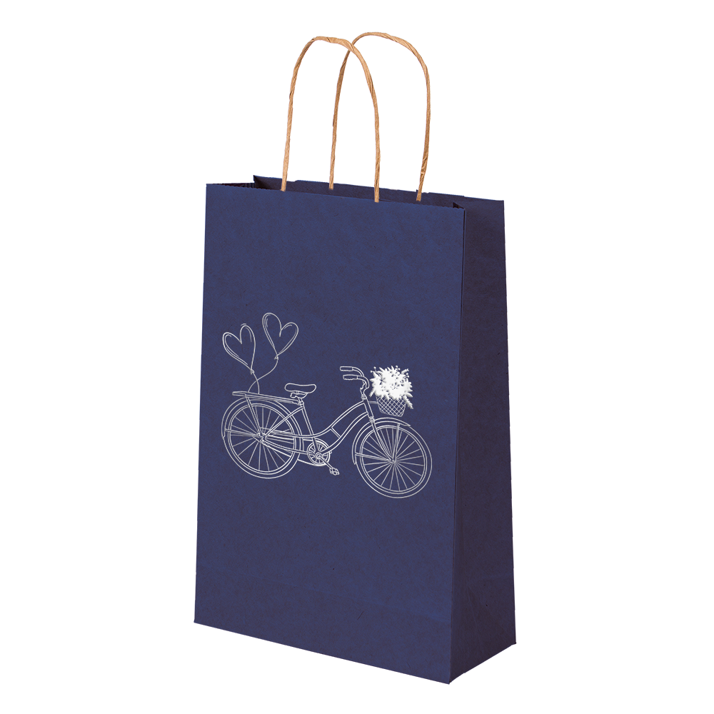 Premium Kraft – Azul Bicicleta – Sacola com alça papel – PP