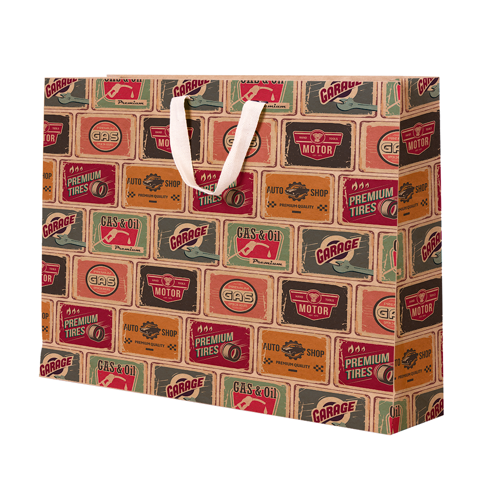 Premium Kraft – Placas Vintage – Sacola com alça algodão – G