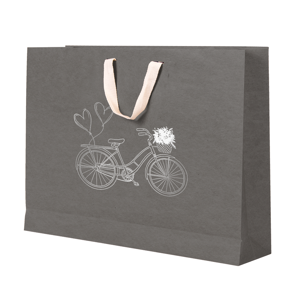 Premium Kraft – Cinza Bicicleta – Sacola com alça algodão – G