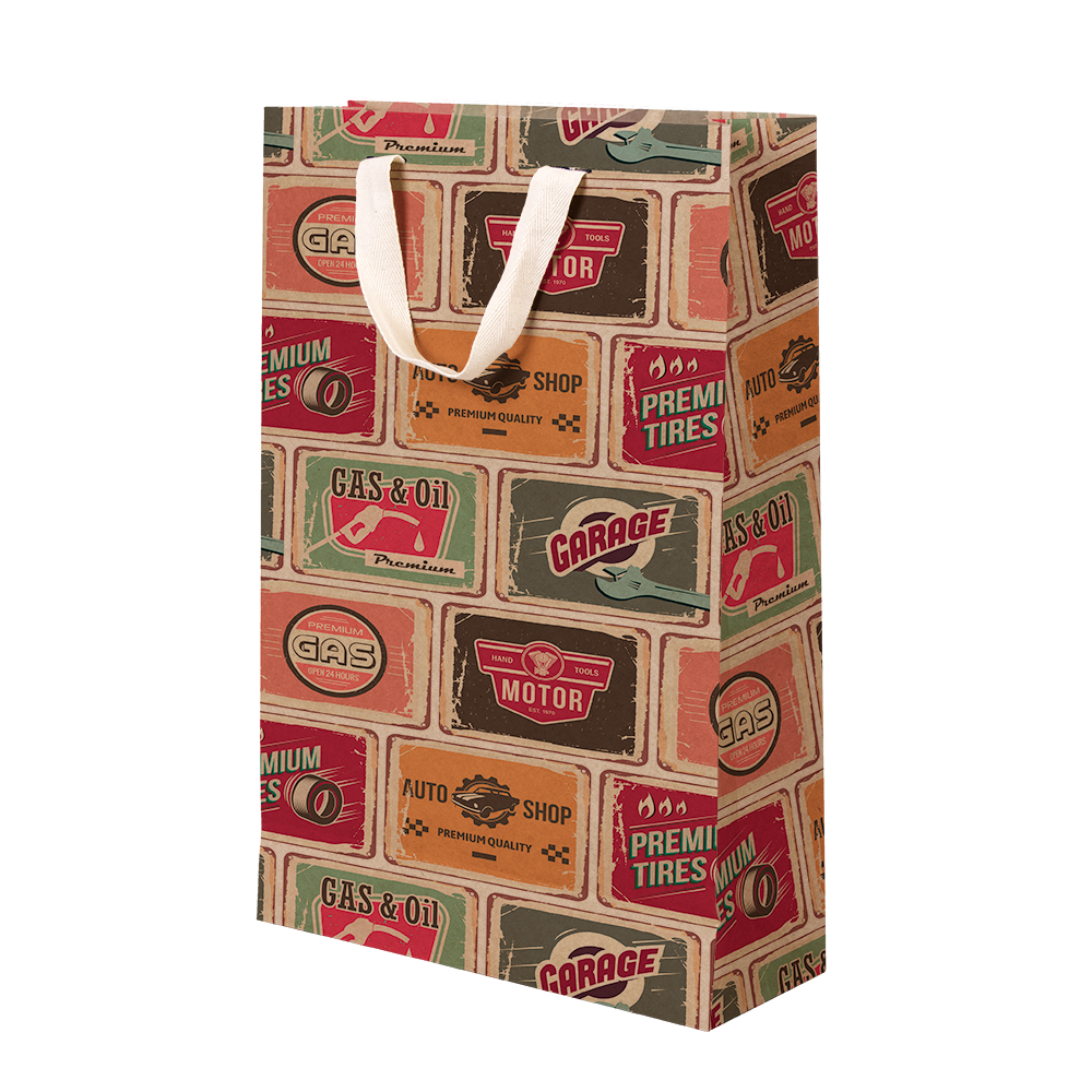 Premium Kraft – Placas Vintage – Sacola com alça algodão – M