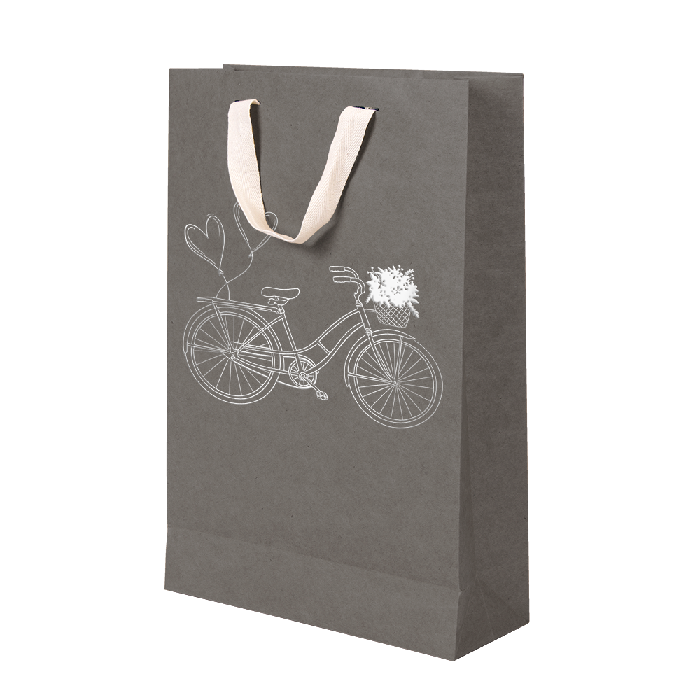 Premium Kraft – Cinza Bicicleta – Sacola com alça algodão – M