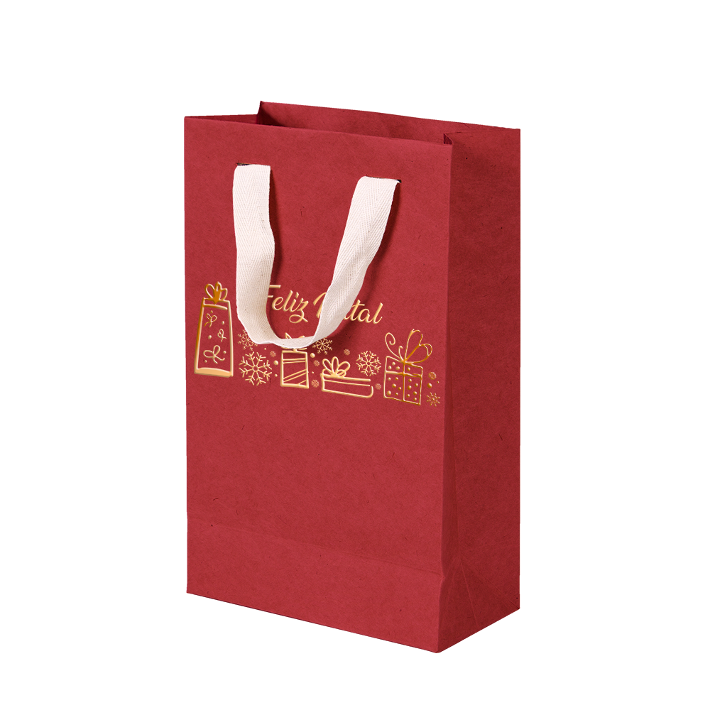 Premium Kraft – Vermelho Natal – Sacola com alça algodão – P