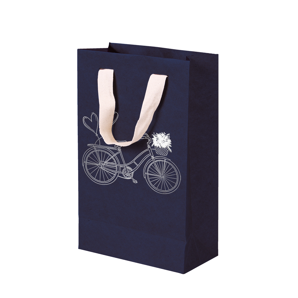 Premium Kraft – Azul Bicicleta – Sacola com alça algodão – P
