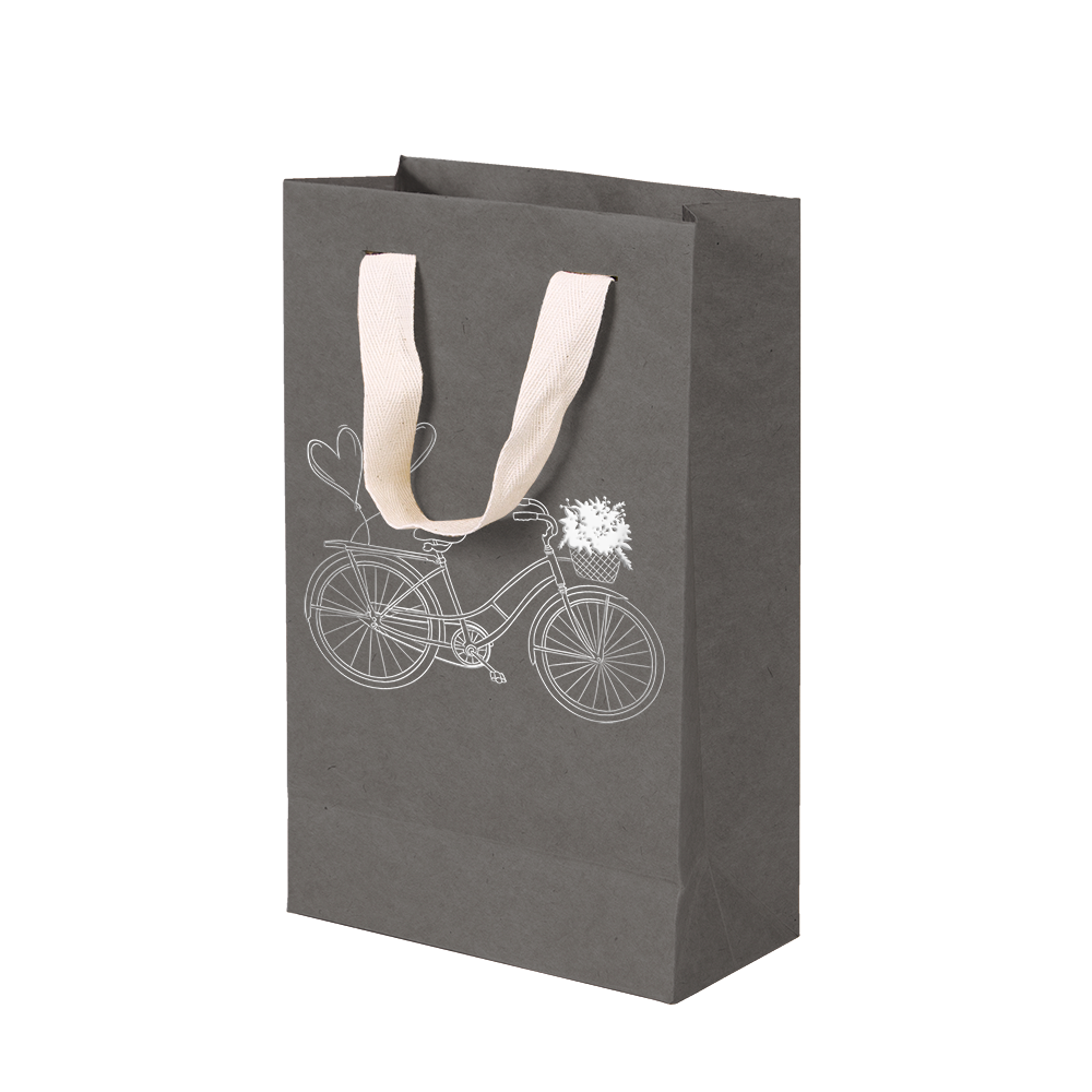 Premium Kraft – Cinza Bicicleta – Sacola com alça algodão – PP