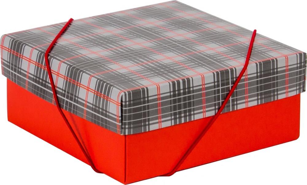Caixa – P – Xadrez Cinza e Vermelho