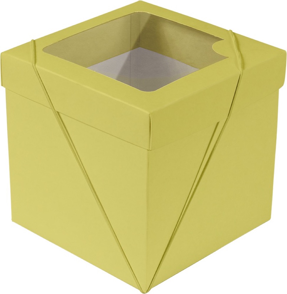 Caixa com visor – P Cubo – Amarelo