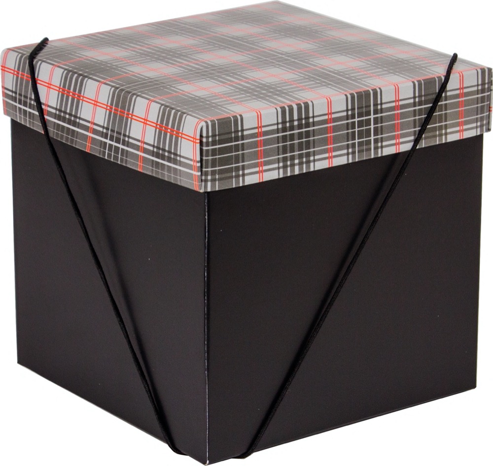 Caixa – Cubo – Xadrez Cinza e Vermelho