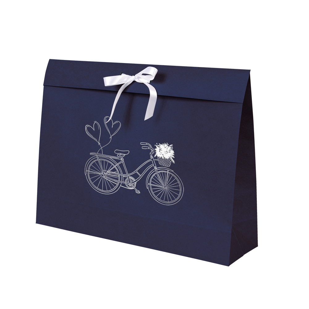 Premium Kraft – Azul Bicicleta – Sacola envelope com alça – G
