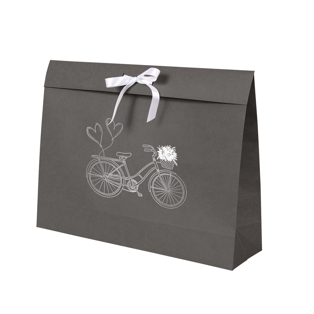 Premium Kraft – Cinza Bicicleta – Sacola envelope com alça – G