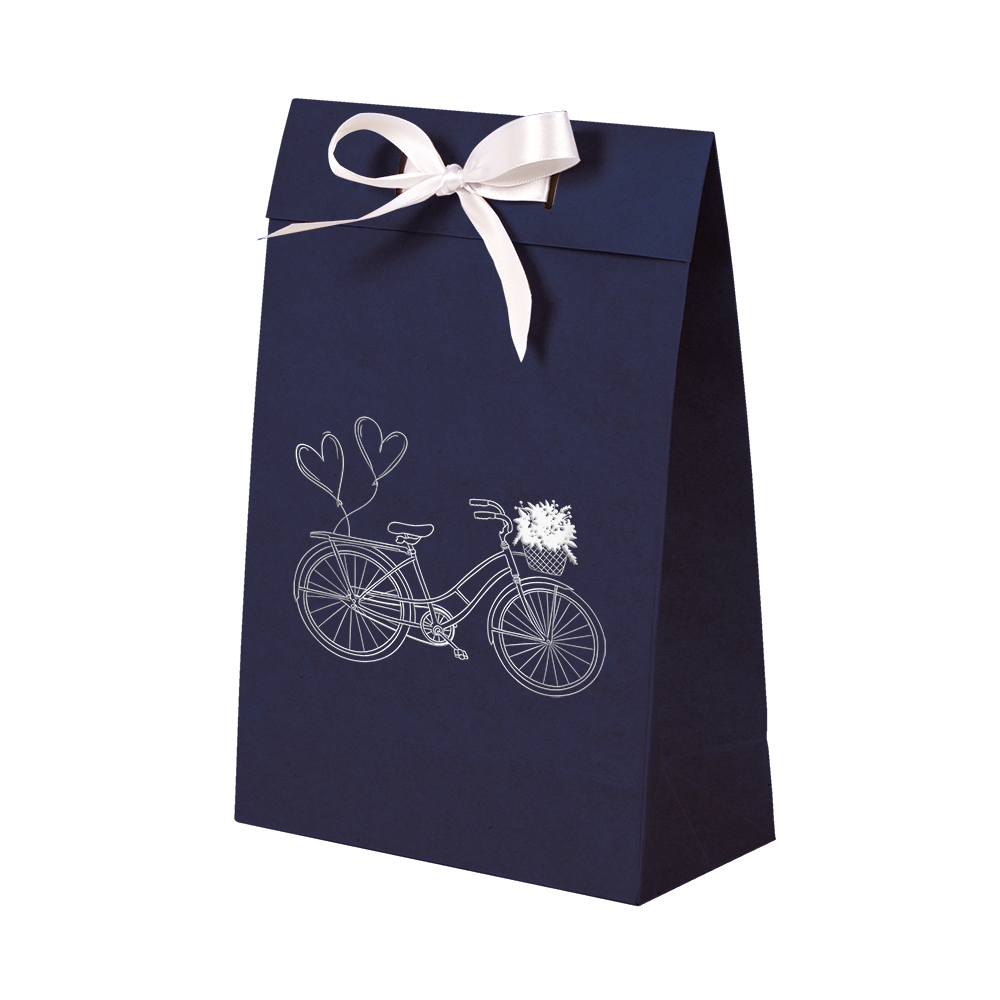 Premium Kraft – Azul Bicicleta – Sacola envelope com alça – P