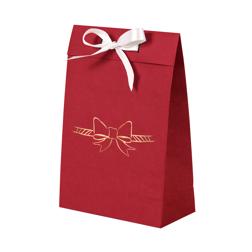 Premium Kraft – Vermelho Laço – Sacola envelope com alça – P