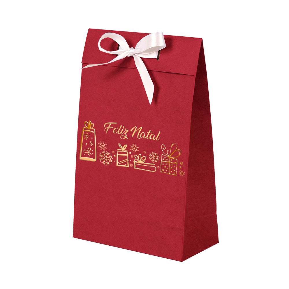 Premium Kraft – Vermelho Natal – Sacola envelope com alça – PP