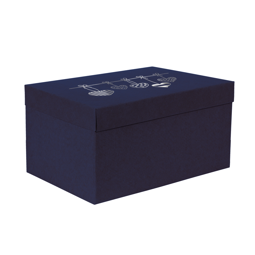Premium Kraft – Azul Coração – Caixa T/F montável semirrígida – G