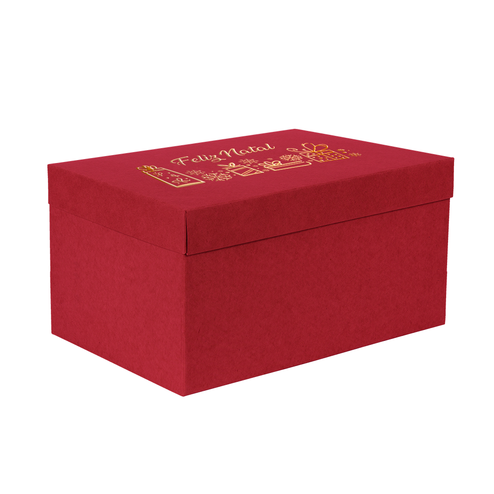 Premium Kraft – Vermelho Natal – Caixa T/F montável semirrígida – G