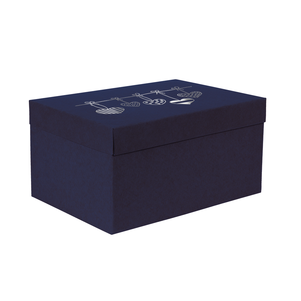 Premium Kraft – Azul Coração – Caixa T/F montável semirrígida – M