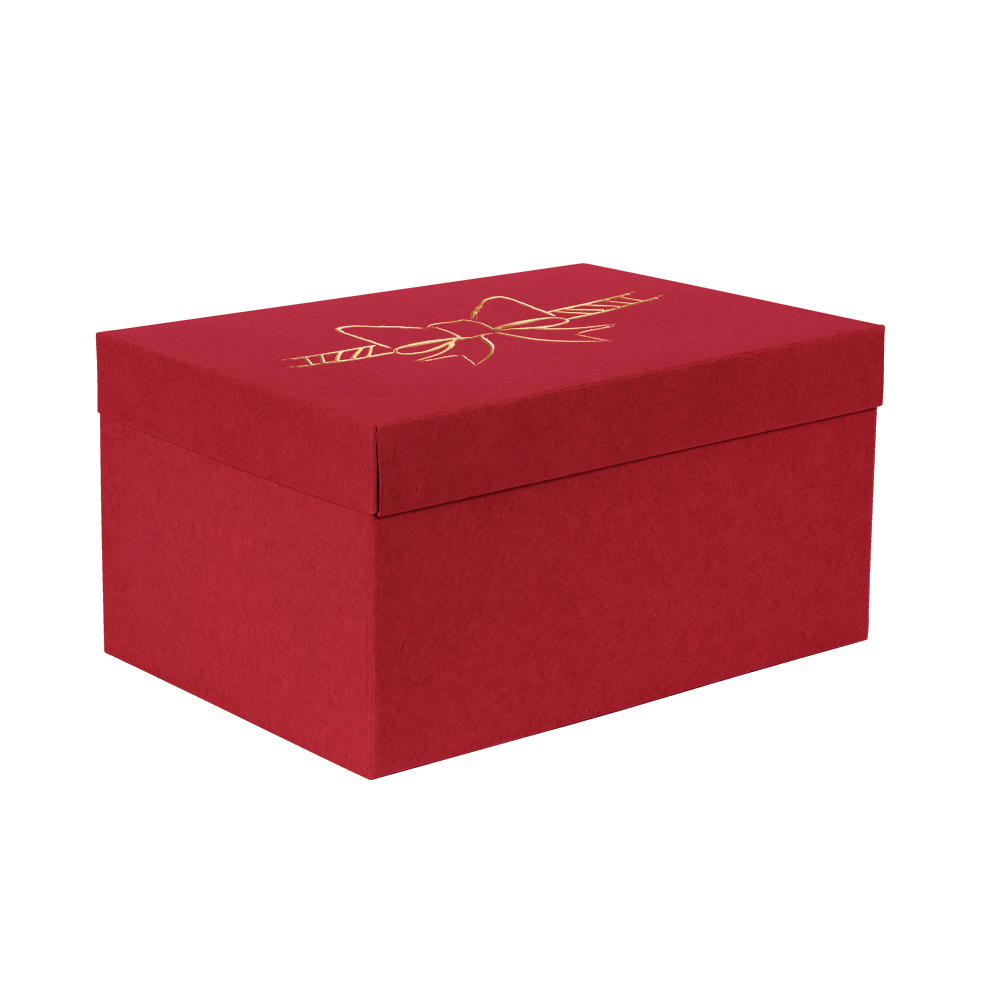 Premium Kraft – Vermelho Laço – Caixa T/F montável semirrígida – M